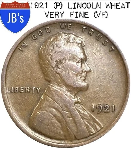 1921 (P) Lincoln Wheat Cent Penny 1c - VERY FINE (VF)