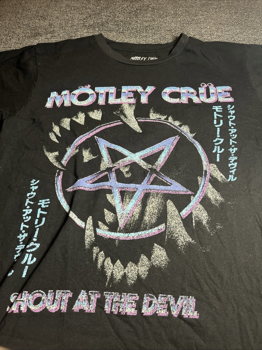 Mötley モトリークルー Shout at the Devil Tシャツ S Motley Crue Shout At The Devil Kanji Boyfriend Fit Girls T-Shirt