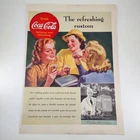 Coca-Cola 1939 Vintage Magazine Ad Full Page Color Artwork Soda Pop Beverage