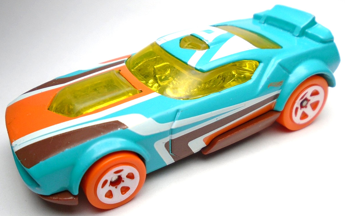 2018 HOT WHEELS ART CARS FAST FISH A BLUE DIECAST 2 3/4" CAR ORANGE WHITE BROWN