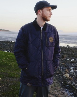 New Men's Dixxon Flannel Salty Diamond Stitch Quilted Jacket - Blue -LARGE