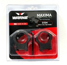 Warne Maxima Horizontal 30mm High Fixed Steel Scope Rings - Black - 515M