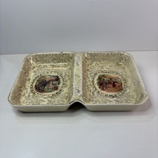 Empire England Porcelain Twin Dish Classical Ladies Gold Chintz Dresser Tray