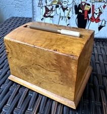 Rare Antique Russian Karelian Birch Table Cigarette Case Holder Dispenser
