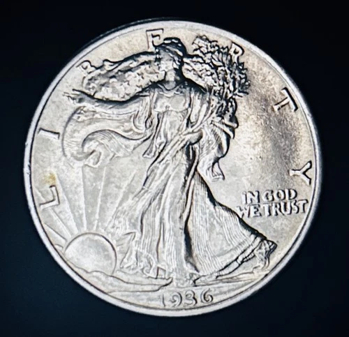 1936 50C Walking Liberty Half Dollar Unc Details Slight Scratch - 25417
