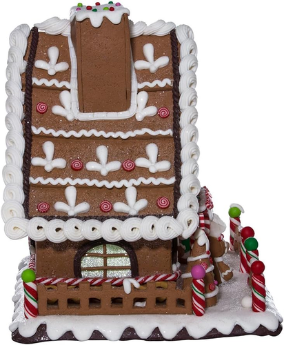 Kurt Adler 10" Battery-Operated Claydough LED Gingerbread House Tablepiece - Picture 4 of 10