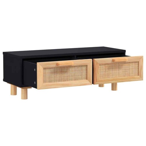 Coffee Table Black 80x40x30 Engineered Wood&Solid Wood Pine G9A5 - Picture 3 of 7
