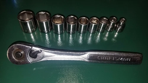 Craftsman 10 Pc 3/8 Drive Socket set  6 point sae VP44808 ratchet 
