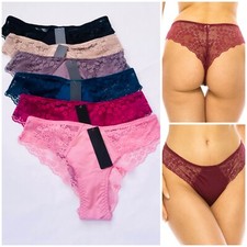 Lot 6 PRETTY SATIN Lace BIKINIS Style PANTIES Womens Underwear 68842 S M L XL