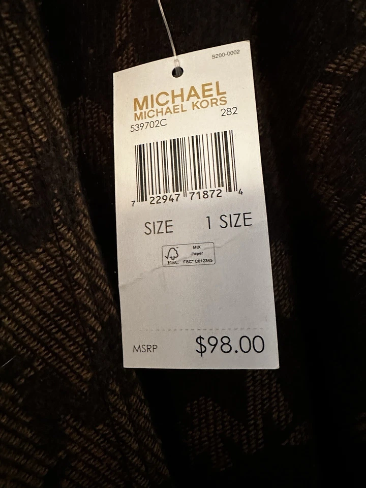 Nuevo con etiquetas Chal Michael Kors Firma MK Logo Jacquard Capa Envoltura Talla Única Foto 3 de 4