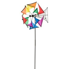 Windrad Windspiel HQ Mini Duett Rainbow Gartendeko Doppel Windrad Windfahne