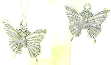 New Beautiful Ornate BUTTERFLY Silver-tone Drop Dangle Earrings  1-3/4" Long