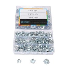 185pcs T Nuts 1/4"-205/16"-18 3/8"-16 Zinc Plated Steel T-Nut 4 Pronged Tee B...