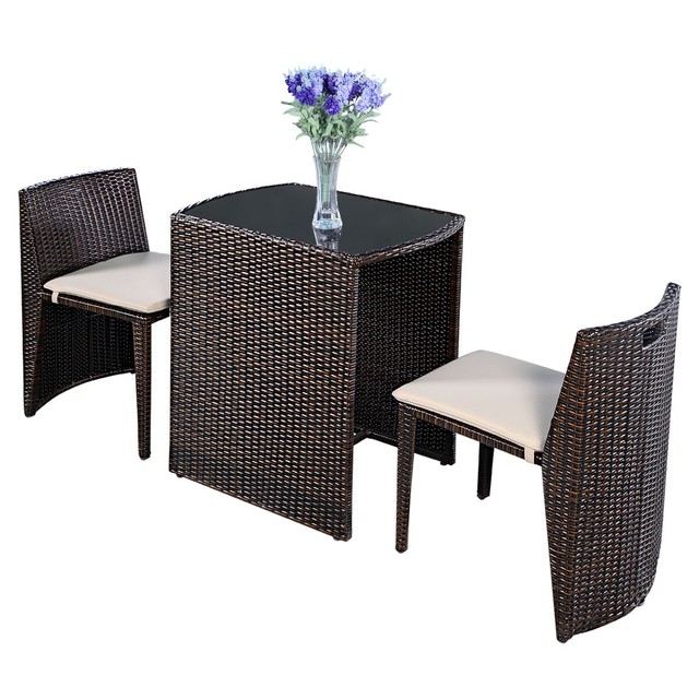 Giantex 3 Pcs Cushioned Outdoor Wicker Patio Set Garden Lawn Sofa Furniture Seat For Sale Online Ebay