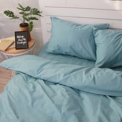 Natural Cotton Duvet Cover in Turquoise Twin Full Queen King Custom Size