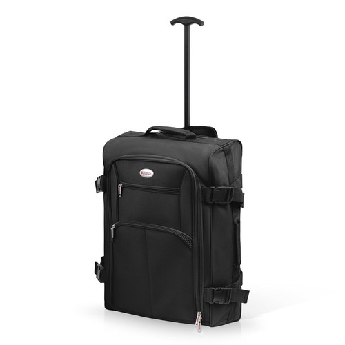 Cabin bag Ryanair 55 cm Carry On Hand Luggage Suitcase Trolley Bag 299 BLACK - Picture 6 of 13