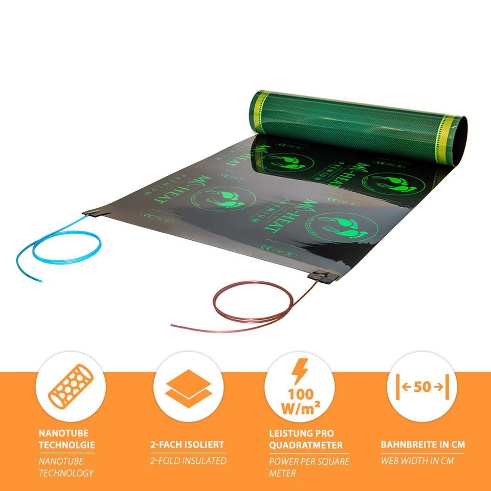 Elektrische Fußbodenheizung Bodenheizung Infrarot Elektro Laminat Vinyl Parkett