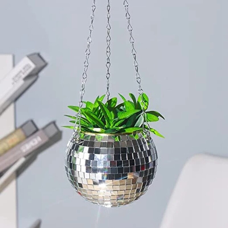 Reflector Garden Pots Planters Disco Ball Outdoor Flower Pots Rope ...