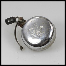 Antiguo cuerno mecánico de campana de metal para bicicleta de ciclismo cromado plateado antiguo