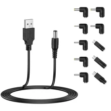 USB to DC 5V Power Cord, Universal DC 5.5X2.1Mm Plug Jack Charging Cable with 10