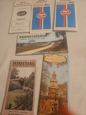 Vintage Collector's Lot Of 6 Maps, Pennsylvania, Pittsburgh Area & Eastern USA
