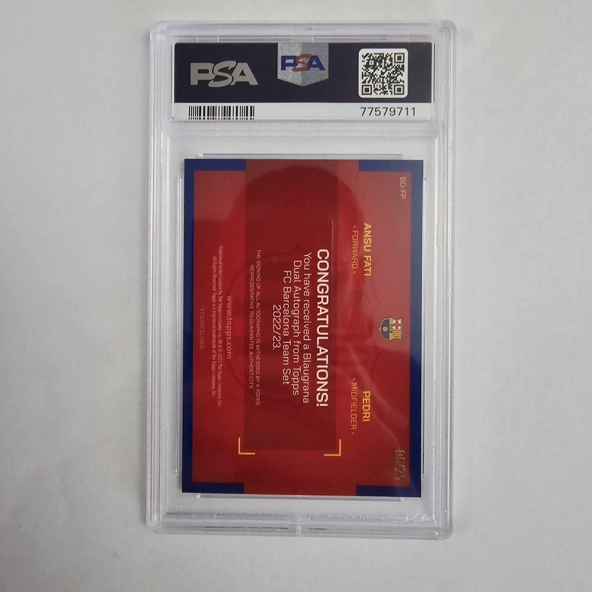 Carte Auto Ansu Fati & Pedri /25 - Double Autographe Topps, Rookie, FC Barcelone 2021-22