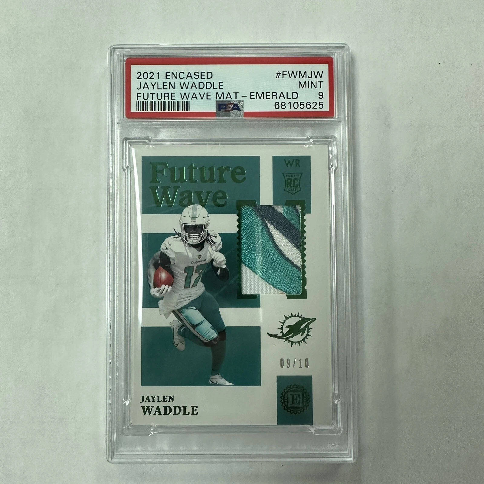 Jaylen Waddle Panini Encased Future Wave Materials #FWMJW Emerald