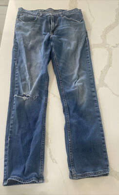 Old Navy Jeans Mens 34x32 Blue Denim Athletic Fit Distressed Straight Leg  pants