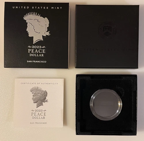 2023-S Peace Silver Proof Dollar / COA / BOX / SLEEVE / CAPSULE  **NO COIN**
