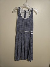 Ann Taylor Womens Blue and White Print Sleeveless Dress Size Small