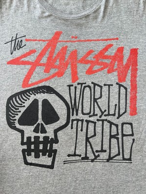 Vintage 2000s Stussy World Tribe Skull Gray T-shirt Sz L | eBay