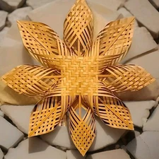 NWT Christmas Tree Topper Star Boho Natural Huge Bamboo Ratan Woven Big 22"