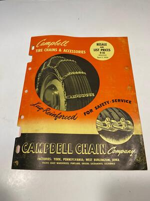 #ad #ad 1956 Campbell Tire Chains and Accessories catalog $12.00