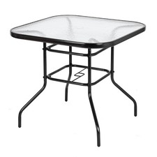 Patio Table Outdoor Garden Lawn Glass Top All Weather Dining Bistro Table Square