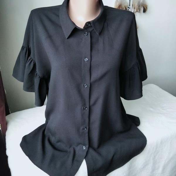 Women French Connection Shirt Black Polyester 36 /