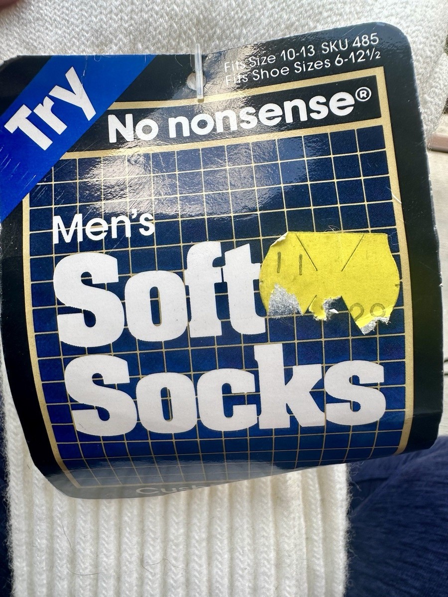 Vintage 1988 Deadstock  No Nonsense Blue Stripe Tube Socks Cushion Foot 10-13 View 3