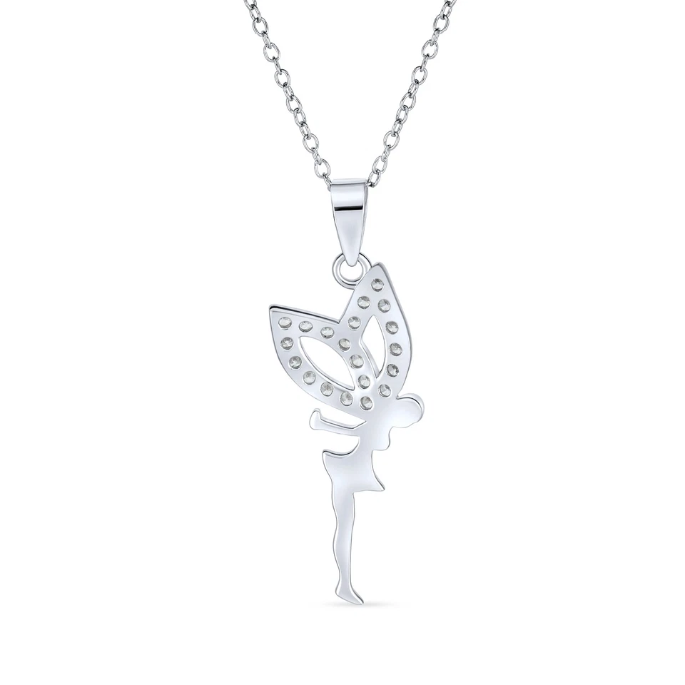 Fairy Angel Cubic Zirconia CZ Pendant .925 Sterling Silver Necklace - Image 2 of 4