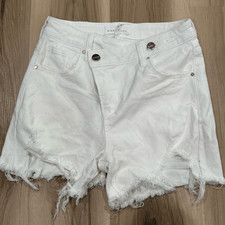 Risen White Crossover Cutoff Jean Shorts Women  s Small