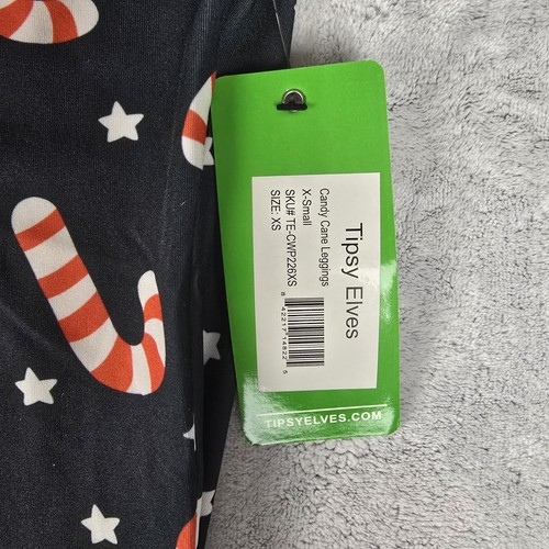 Tipsy Elves Candy Cane High Waisted Leggings Womens XS Blue Christmas - Picture 2 of 11