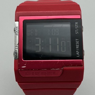 Diesel DZ7132 Mens Watch 38mm Red Digital Alarm Chrono 50M New