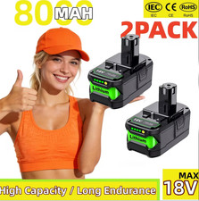 2PACK 18V 8.0Ah Battery Compatible With Ryobi 18 Volt Tools P108 P189 P190 P109
