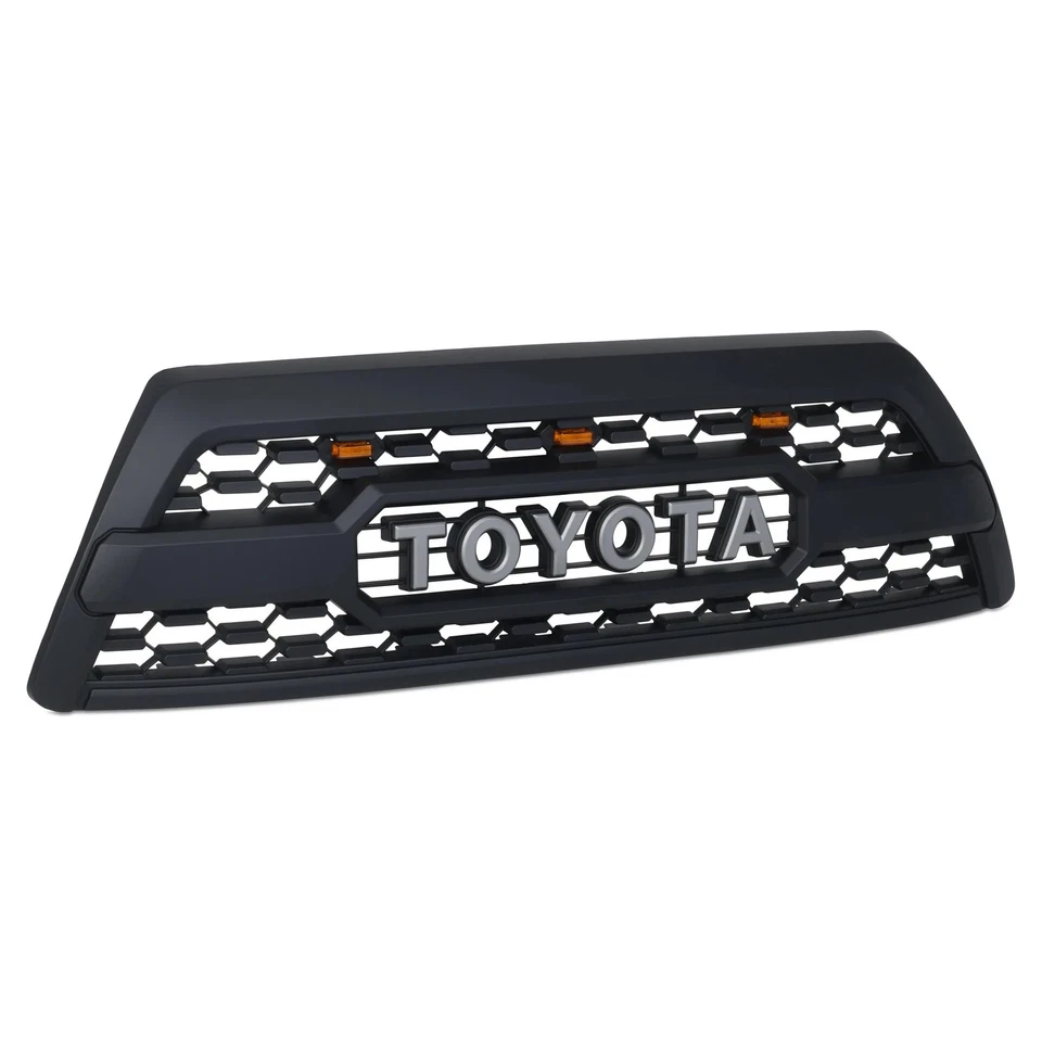 Parrilla de parachoques delantero negro mate con luces ámbar para Toyota 4Runner 2006-2009 Foto 3 de 4