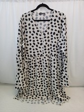 ❤️ Boohoo Cream And Black Patterned Smock Style Dress Size 20 Vgc