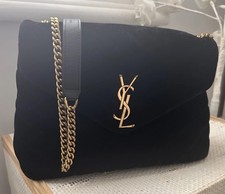 Saint Laurent Envelope Chain Bag Medium in quilted velvet with gold hardware