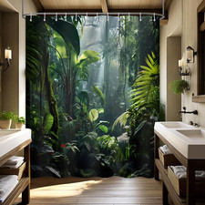 Rainforest Jungle Extra Long Shower Curtain, Tall 72X96 in Tall 96 Inch XL, Fl