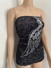 Vintage Y2K Affliction Style Cyber Punk Tube Top Emo Goth Strapless Rave Grunge