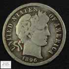 1896 O Barber Silver Dime 10C