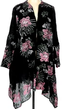 Citron Santa Monica Lightwt Scarf-Hem Jacket L Single Close, Stylized-Floral-Prt