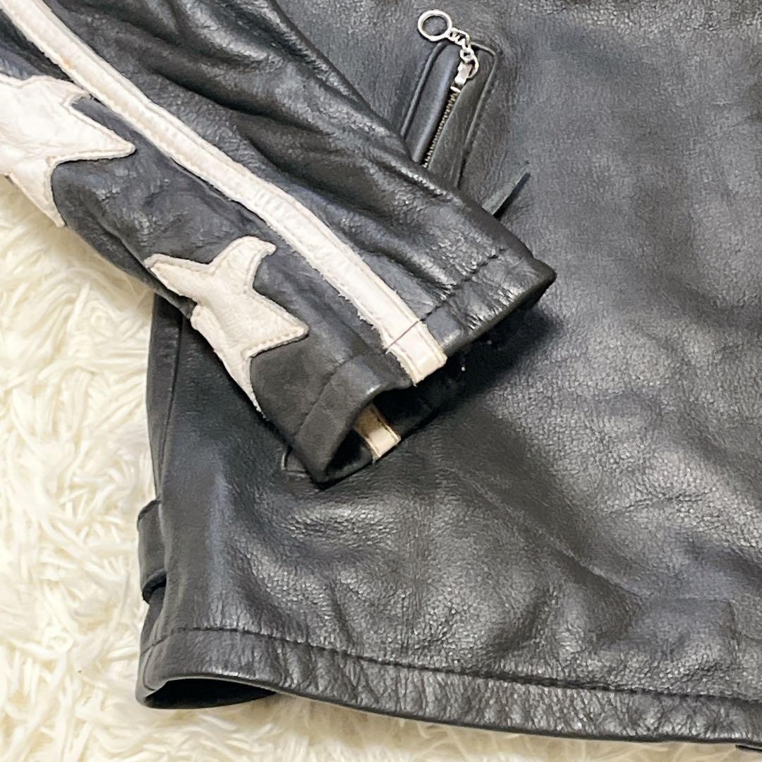 Schott Leather Star Pattern Rider Jacket Black US… - image 5