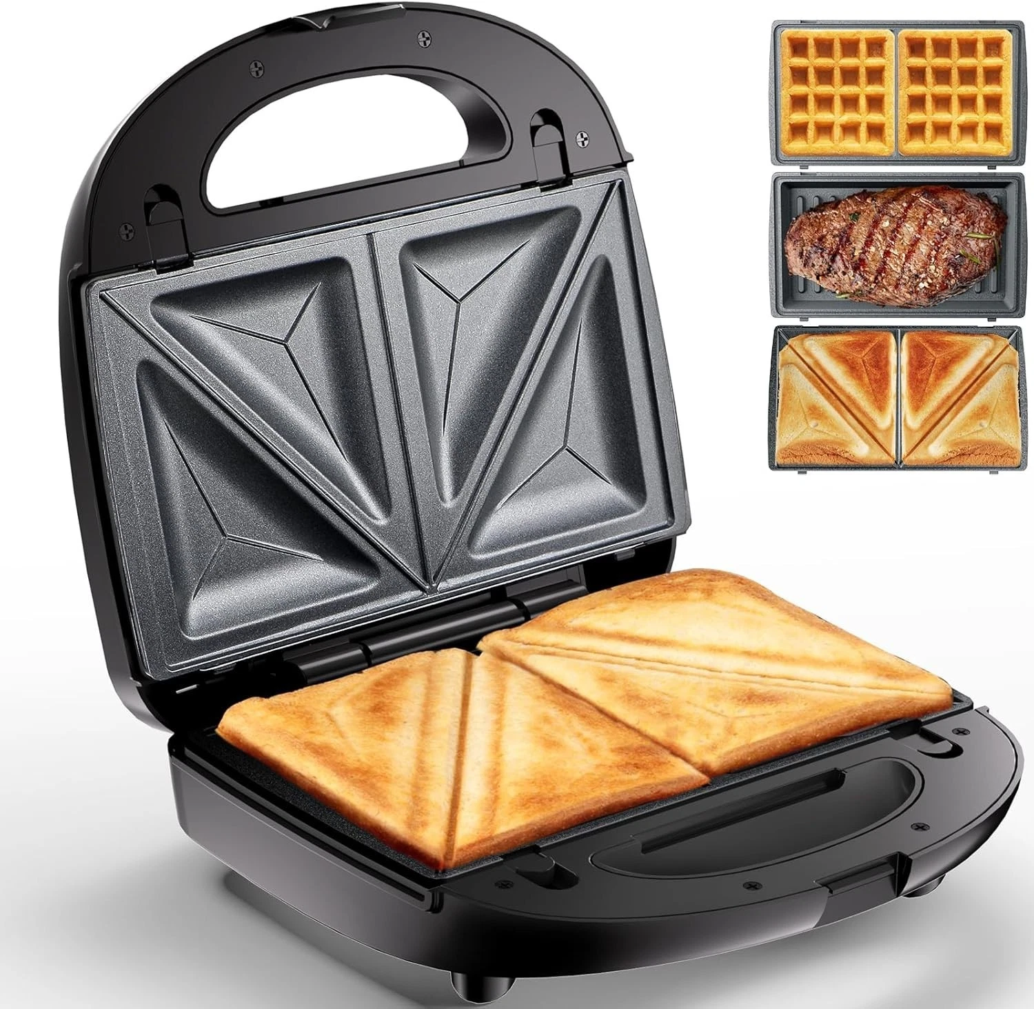 KeenStar 3 in 1 Electric Panini Sandwich Waffle Maker Grll - Stainless Steel NEW